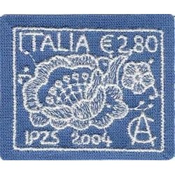 1 عدد تمبر توری - از جنس پارچه - خودچسب - ایتالیا 2004