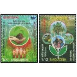 2 عدد تمبر کمپین ملی درختکاری - بنگلادش 2003