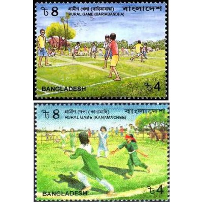 2 عدد تمبر بازی های روستایی - بنگلادش 2002