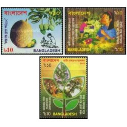 3 عدد تمبر کمپین ملی درختکاری - بنگلادش 2002
