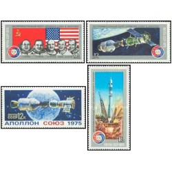 4 عدد تمبر پرواز فضایی "سایوز-19" و "آپولو" - شوروی 1975
