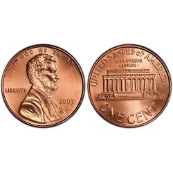 سکه 1 سنت - برنجی - D - آمریکا 2003غیر بانکی