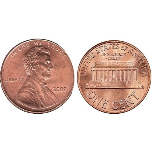 سکه 1 سنت - برنجی  - آمریکا 2002غیر بانکی