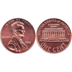 سکه 1 سنت - برنجی  - آمریکا 2001غیر بانکی