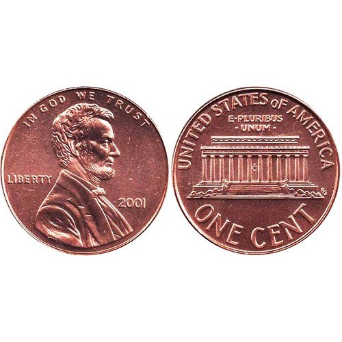 سکه 1 سنت - برنجی  - آمریکا 2001غیر بانکی