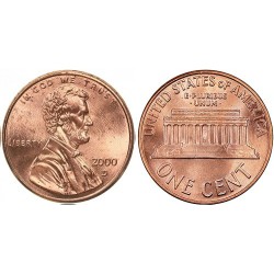 سکه 1 سنت - برنجی - D   - آمریکا 2000غیر بانکی