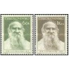 2 عدد  تمبر صد و بیست و پنجمین سالگرد تولد لئو تولستوی، نویسنده - چک اسلواکی 1953 کیفیت MN