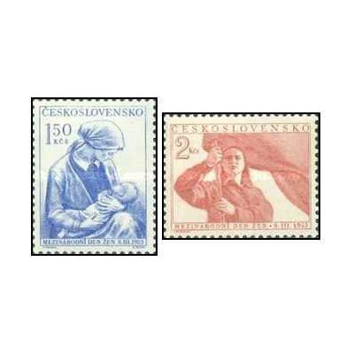 2 عدد  تمبر روز جهانی زن - چک اسلواکی 1953 