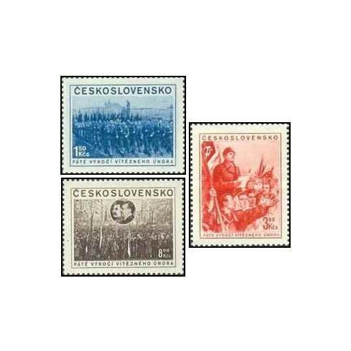 3 عدد تمبر پنجمین سالگرد حکومت کمونیستی - استالین - چک اسلواکی 1953 3 عدد تمبر پنجمین سالگرد حکومت کمونیستی - استالین - چک اسلواکی 1953