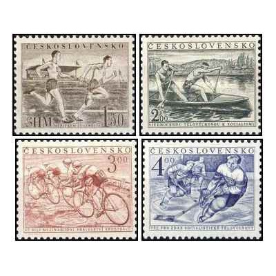 4 عدد  تمبر تبلیغات فرهنگ ورزشی - چک اسلواکی 1952 قیمت 9.5 دلار - کیفیت MN
