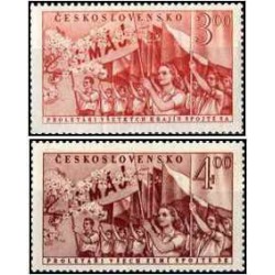 2 عدد  تمبر روز کارگر - رژه اول ماه مه - چک اسلواکی 1952