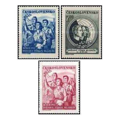3 عدد  تمبر هفته بین المللی جوانان - چک اسلواکی 1952