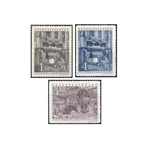 3 عدد  تمبر برنامه پنج ساله (صنایع سنگین) - چک اسلواکی 1951