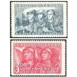2 عدد  تمبر  روز ارتش- چک اسلواکی 1950