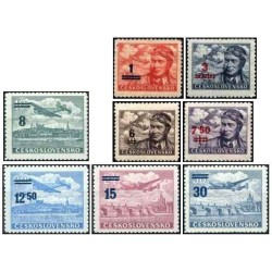 8 عدد  تمبر سری پستی هوائی - سورشارژ قیمت- چک اسلواکی 1949 قیمت 7.9 دلار - کیفیت MN