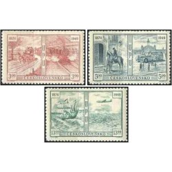 3 عدد  تمبر هفتاد و پنجمین سالگرد تاسیس اتحادیه جهانی پست (UPU) - چک اسلواکی 1949 کیفیت MN