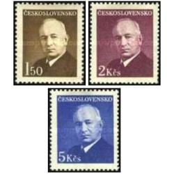 3 عدد تمبر سری پستی - رئیس جمهور ادوارد بنش - چک اسلواکی 1948