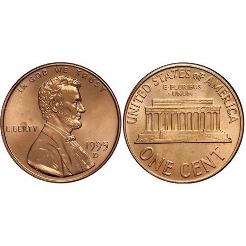 سکه 1 سنت - برنجی - D  - آمریکا 1995غیر بانکی