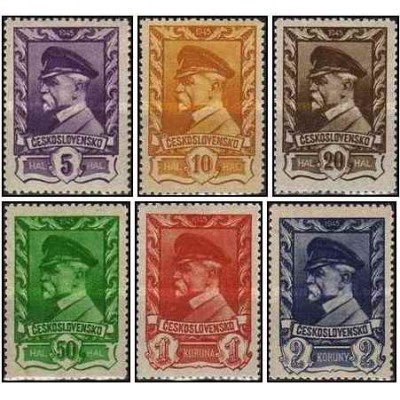 6 عدد تمبر رئیس جمهور ماساریک - چک اسلواکی 1945