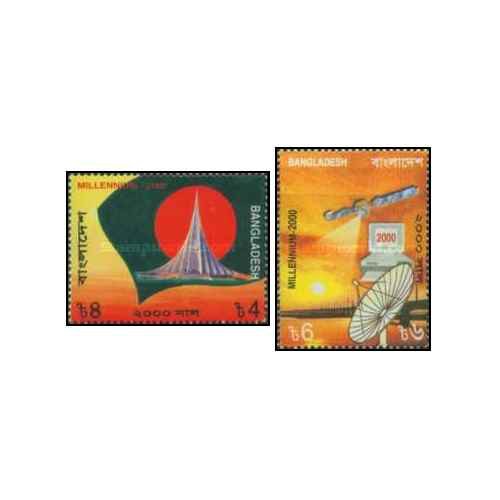 2 عدد تمبر هزاره جدید - بنگلادش 2000