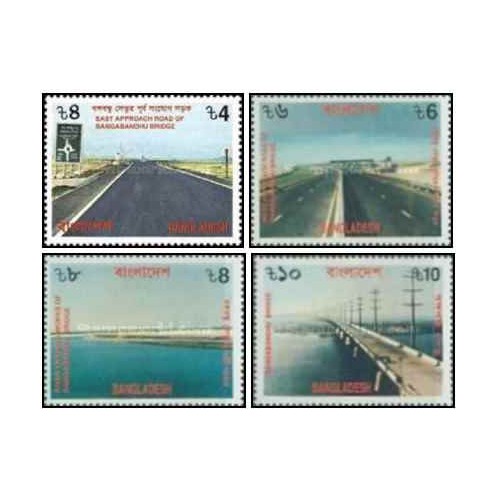 4 عدد تمبر افتتاح پل بانگابندو - بنگلادش 1998