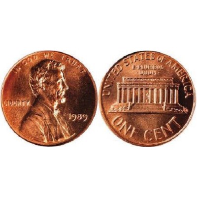 سکه 1 سنت - برنجی- آمریکا 1989غیر بانکی