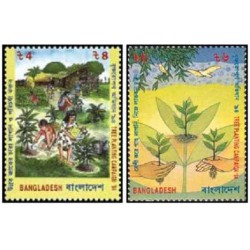 2 عدد تمبر کمپین درختکاری - بنگلادش 1994