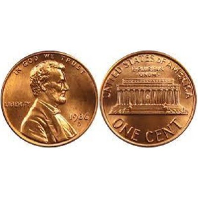 سکه 1 سنت - برنجی - D - آمریکا 1986غیر بانکی