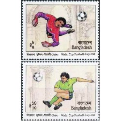 2 عدد تمبر جام جهانی فوتبال - ایتالیا - بنگلادش 1990