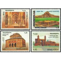 4 عدد تمبر بناهای تاریخی - بنگلادش 1988