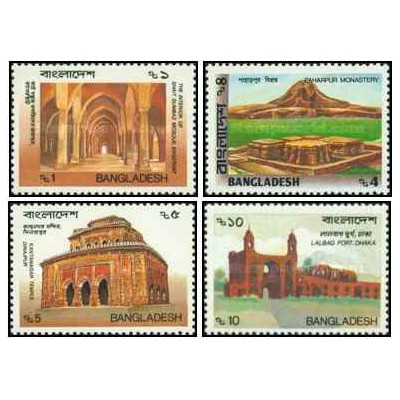 4 عدد تمبر بناهای تاریخی - بنگلادش 1988