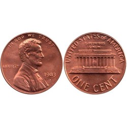 سکه 1 سنت - برنجی - D - آمریکا 1983غیر بانکی