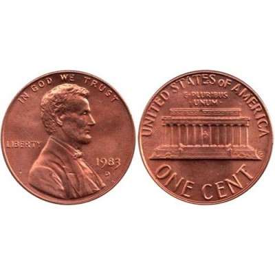 سکه 1 سنت - برنجی - D - آمریکا 1983غیر بانکی