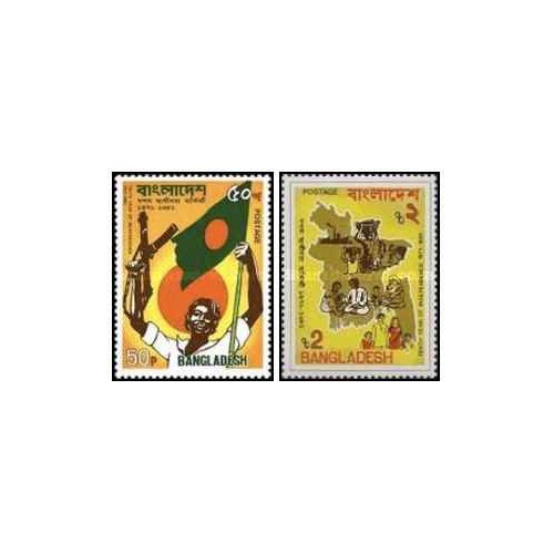 2 عدد تمبر دهمین سالگرد استقلال - بنگلادش 1981 2 عدد تمبر دهمین سالگرد استقلال - بنگلادش 1981