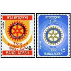 2 عدد  تمبر هفتاد و پنجمین سالگرد روتاری بین المللی - بنگلادش 1980