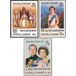 3 عدد  تمبر بیست و پنجمین سالگرد سلطنت ملکه الیزابت دوم - بنگلادش 1977