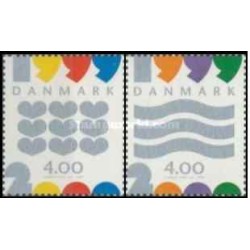 2 عدد  تمبر هزاره -  دانمارک 1999