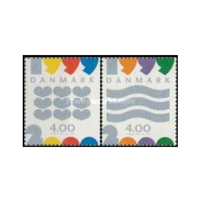 2 عدد  تمبر هزاره -  دانمارک 1999