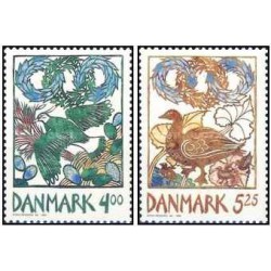 2 عدد  تمبر  بهار -  دانمارک 1999