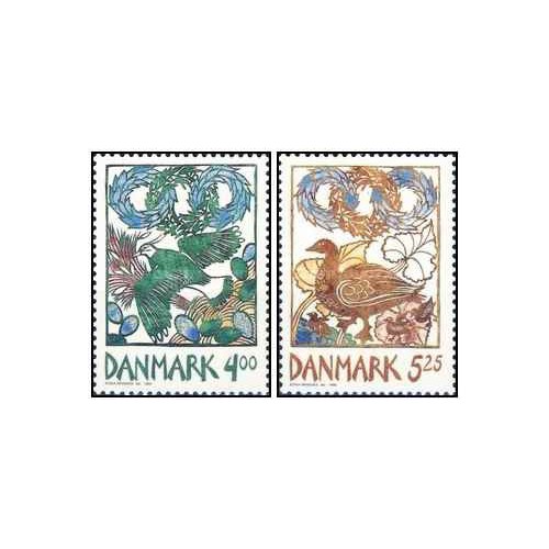 2 عدد  تمبر  بهار -  دانمارک 1999