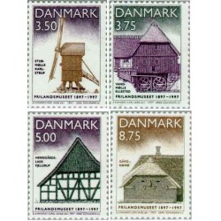4 عدد تمبر صدمین سالگرد موزه فضای باز -  دانمارک 1997