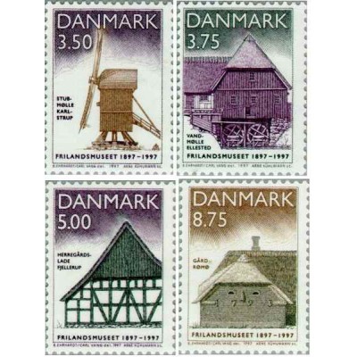 4 عدد تمبر صدمین سالگرد موزه فضای باز -  دانمارک 1997