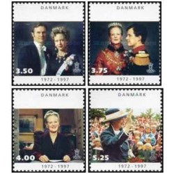 4 عدد تمبر ملکه مارگرت دوم -  دانمارک 1997