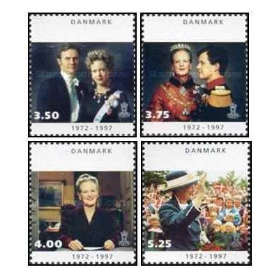 4 عدد تمبر ملکه مارگرت دوم -  دانمارک 1997