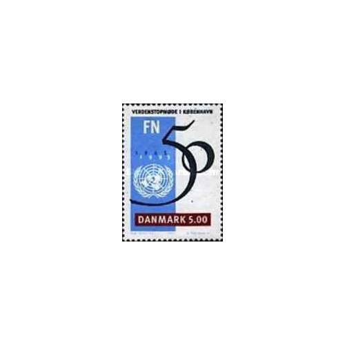 1 عدد تمبر  پنجاهمین سالگرد تاسیس سازمان ملل-  دانمارک 1995
