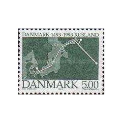 1 عدد تمبر پانصدمین سالگرد روابط دانمارک و روسیه-  دانمارک 1993