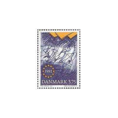 1 عدد تمبر بازار واحد اروپا -  دانمارک 1992