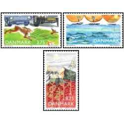 3 عدد تمبر حفاظت از محیط زیست -  دانمارک 1992