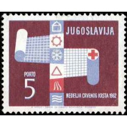 1 عدد تمبر خیریه (هفته صلیب سرخ)  سورشارژ پورتو - مالیات پستی -  یوگوسلاوی 1962