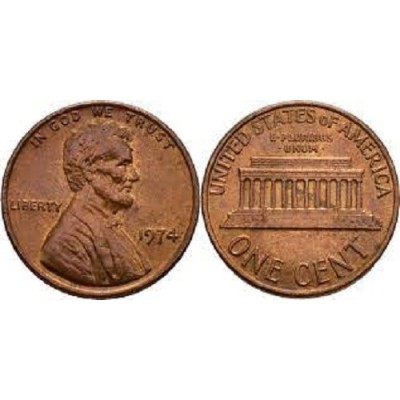 سکه 1 سنت - برنجی - آمریکا 1974غیر بانکی